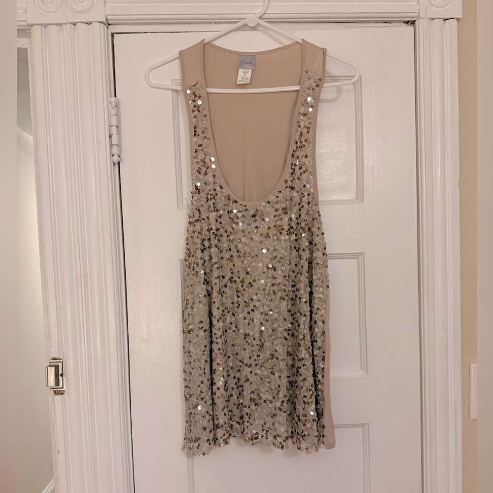 Sequin Sleeveless Top - Nude